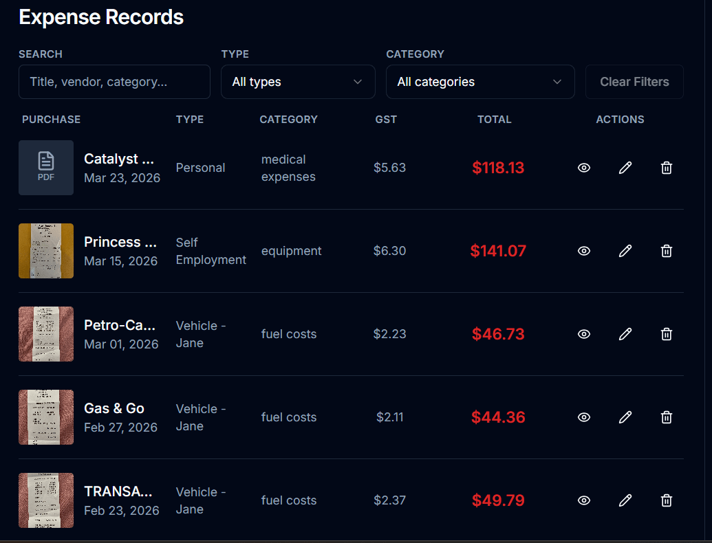 All your receipts in one place